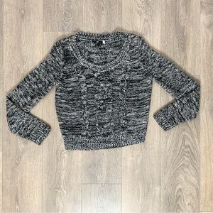 H&M Heathered Marle Cable Knit Sweater Pullover Chunky Black White Size Small